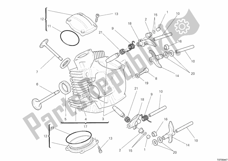 All parts for the Horizontal Cylinder Head of the Ducati Monster 696 ABS USA 2012